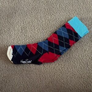 Happy Socks Men's Argyle Crew Socks - Red, Blue, and Black size Large